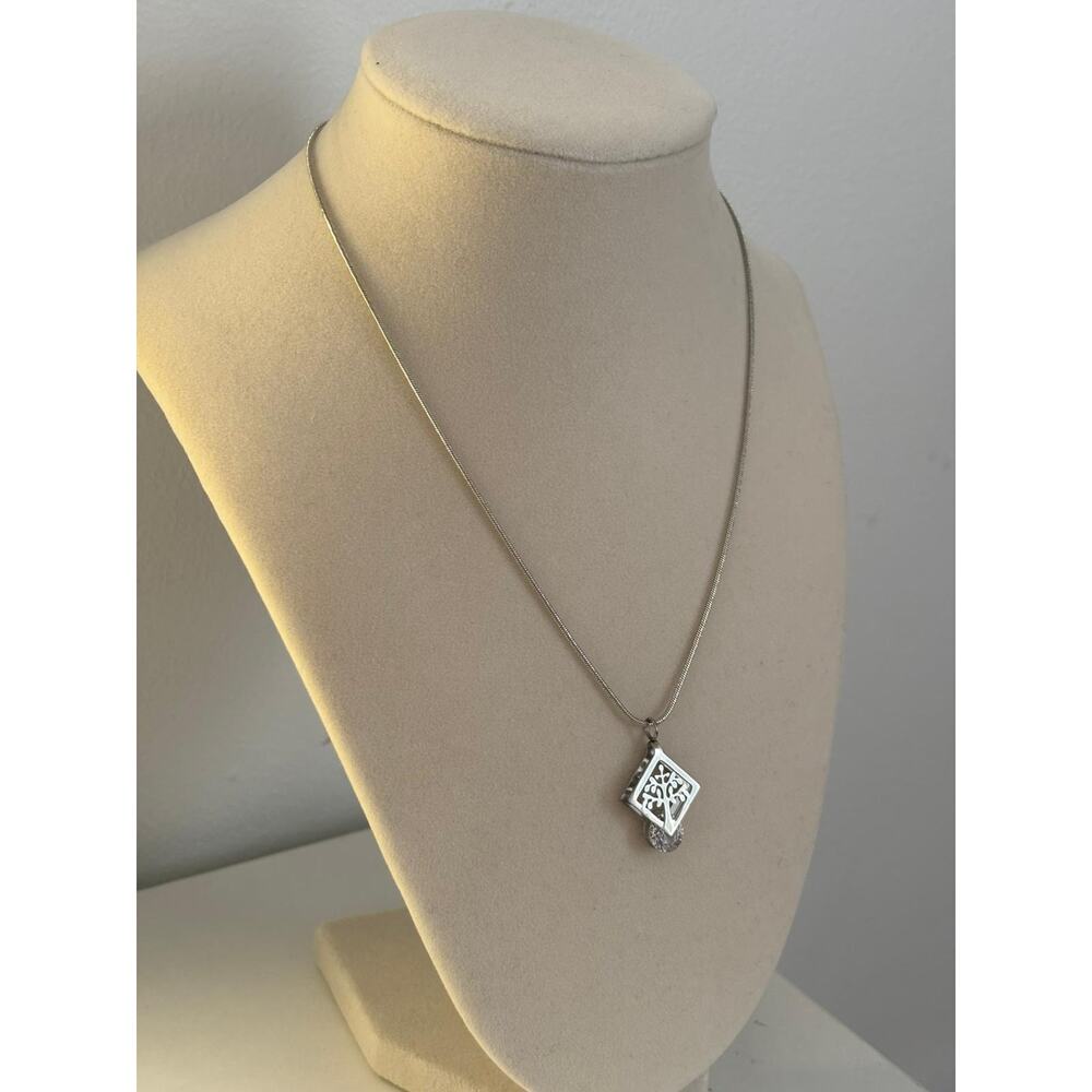 Tree of Life Necklace Silver Crystal Pendant Minimalist Spiritual Gift - Picture 5 of 5